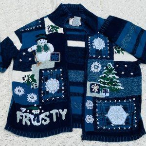 Tiara International Snowman Holiday Sweater Size Large in Great Condition